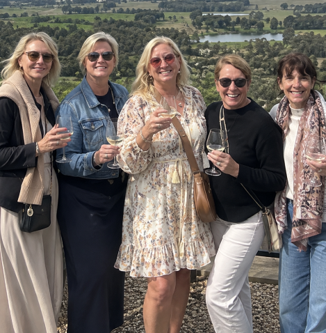 Helen and friends on a cellar door terrace