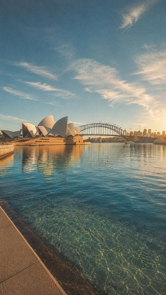 The Sydney Opera House across the harbour