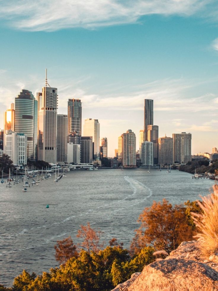 The Brisbane city skyline over the river